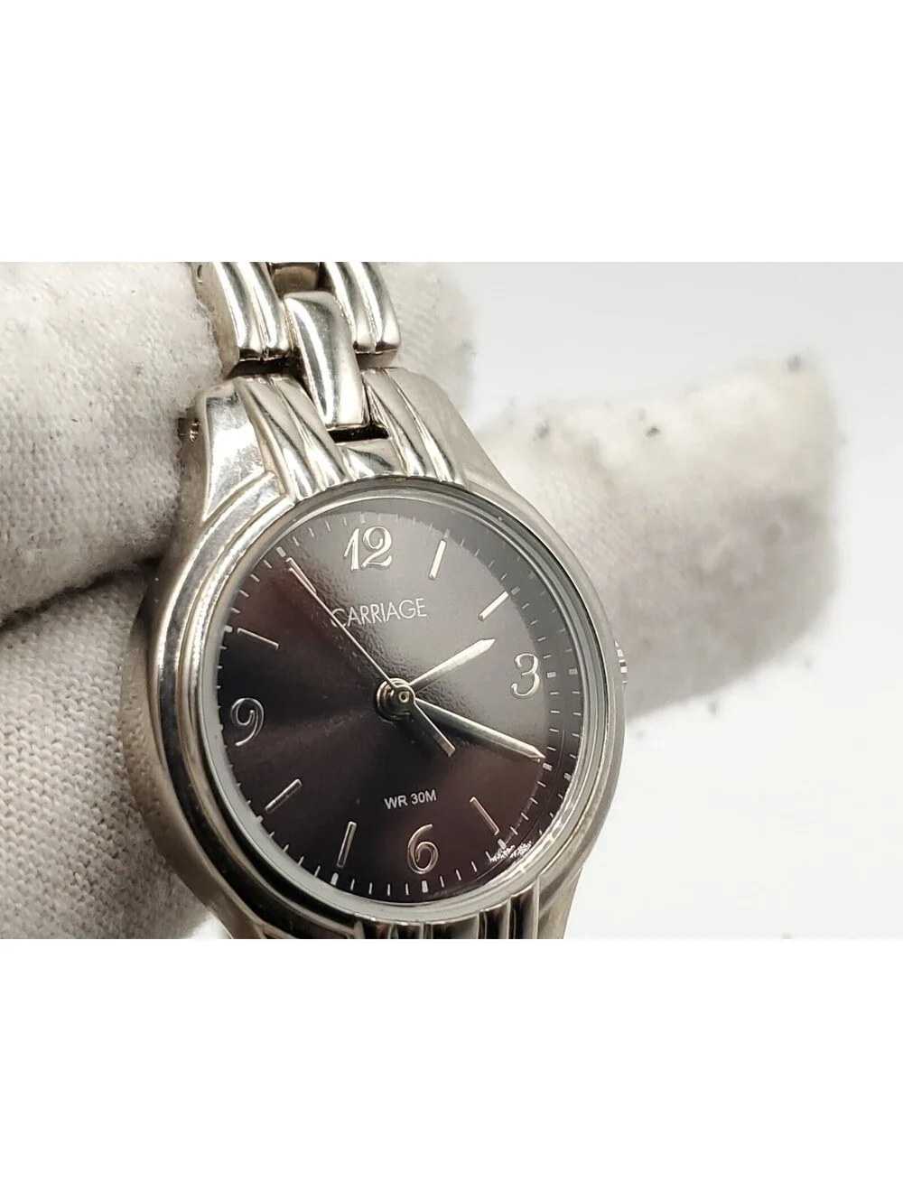 Carriage By Timex Black Dial Silver Tone Women Watch New Battery 24mm